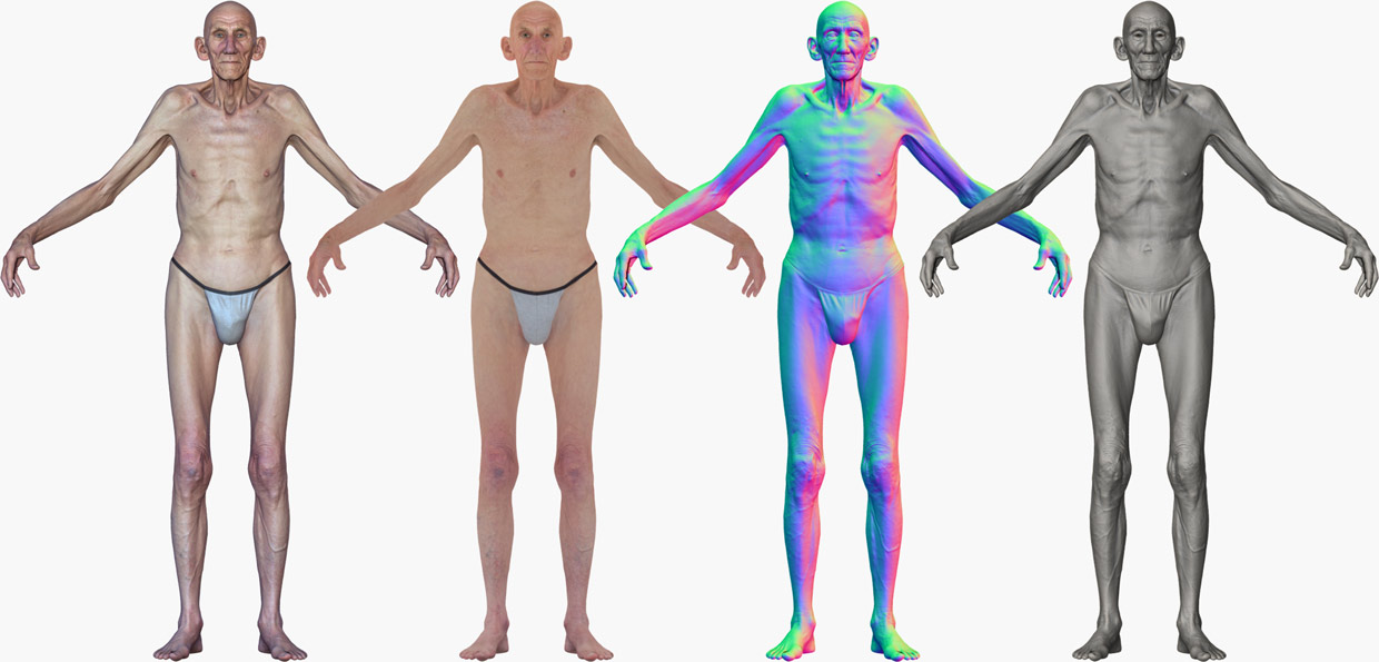 Download older man with wrinkled skin zbrush model